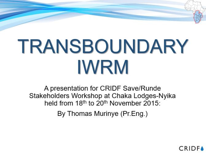 Transboundary integrated water resources management | CRIDF RC